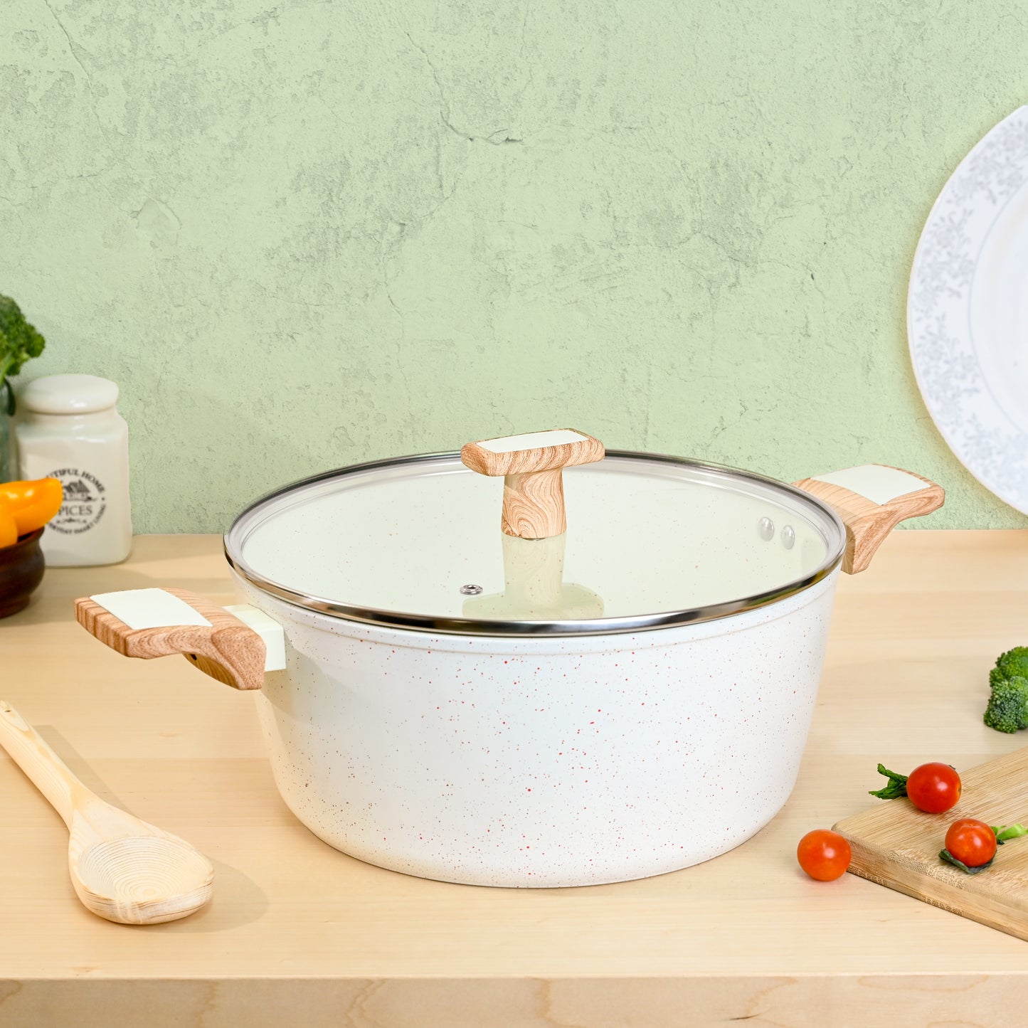 Ceracook Granite Ceramic Casserole 26cm with Glass Lid