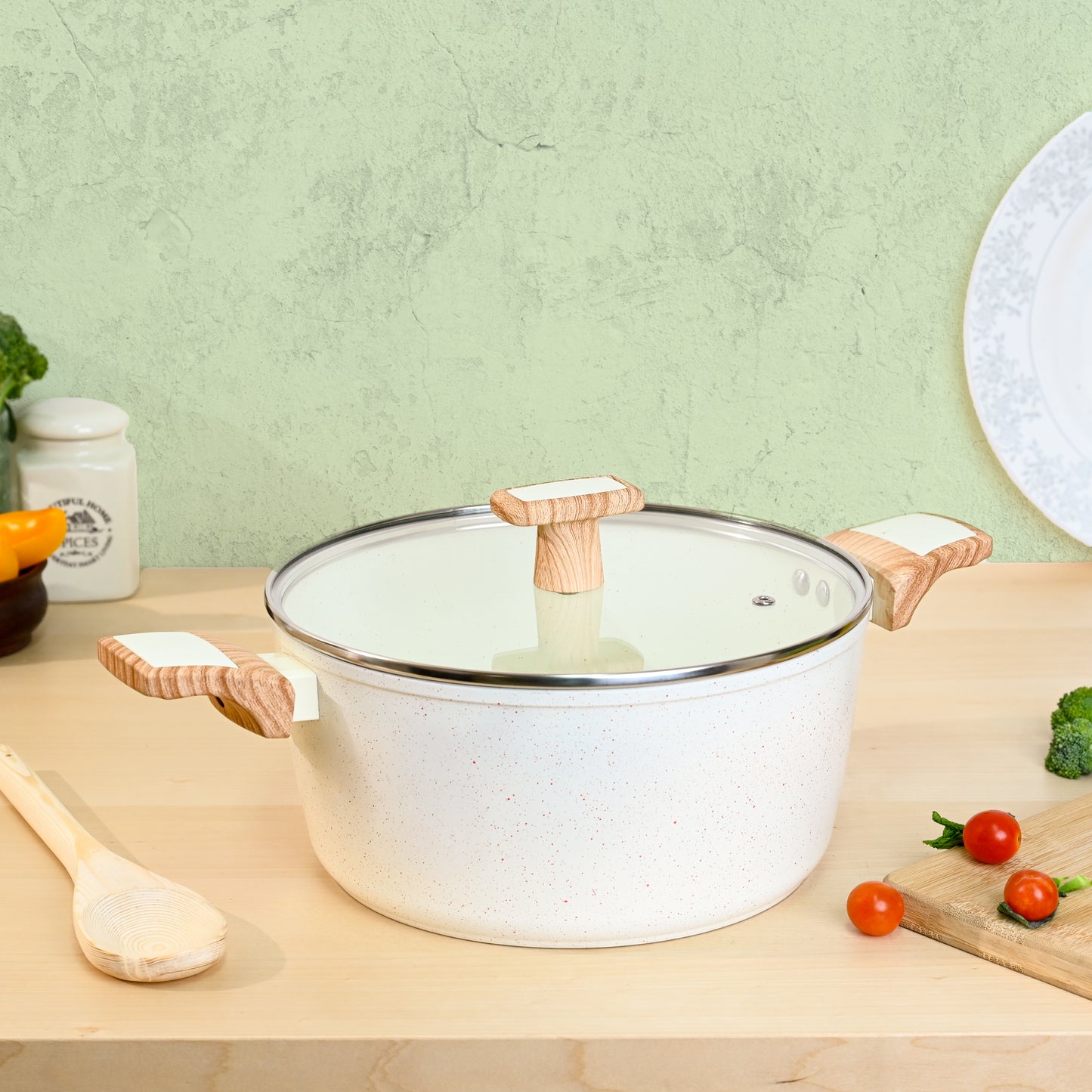 Ceracook Granite Ceramic Casserole 24cm with Glass Lid