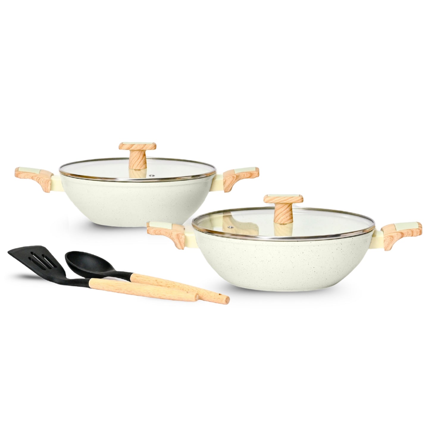 Ceracook Granite Ceramic Kadhai Cookware Set of 2pcs