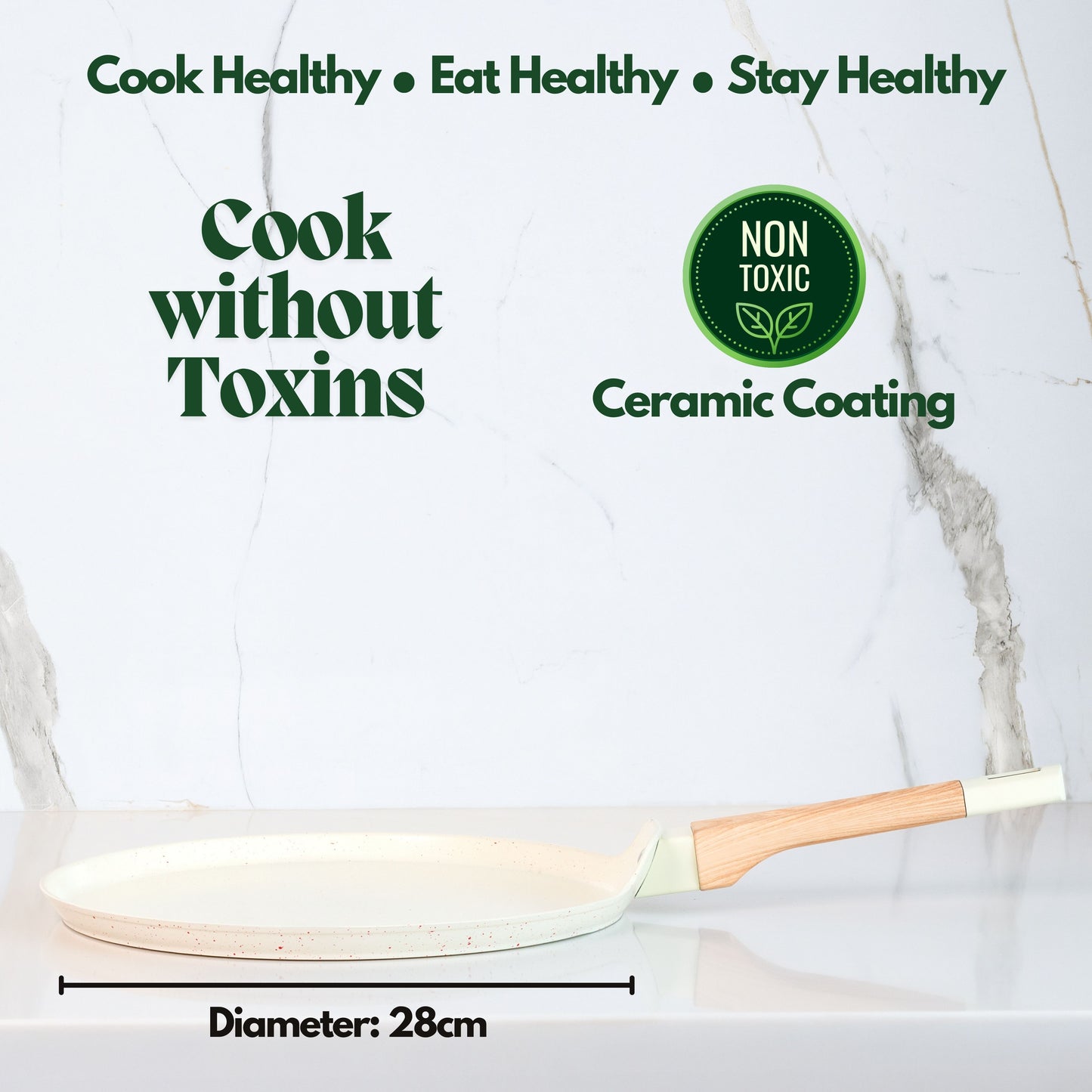 Ceracook Granite Ceramic Flat Tawa 28cm