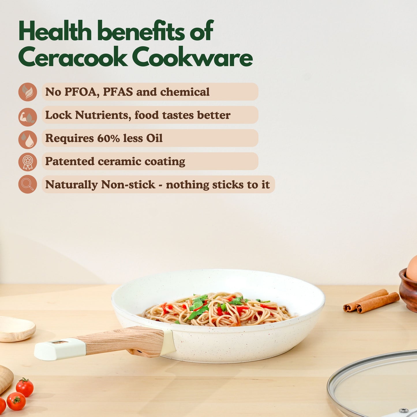 Ceracook Granite Ceramic Cookware Set of 3pcs