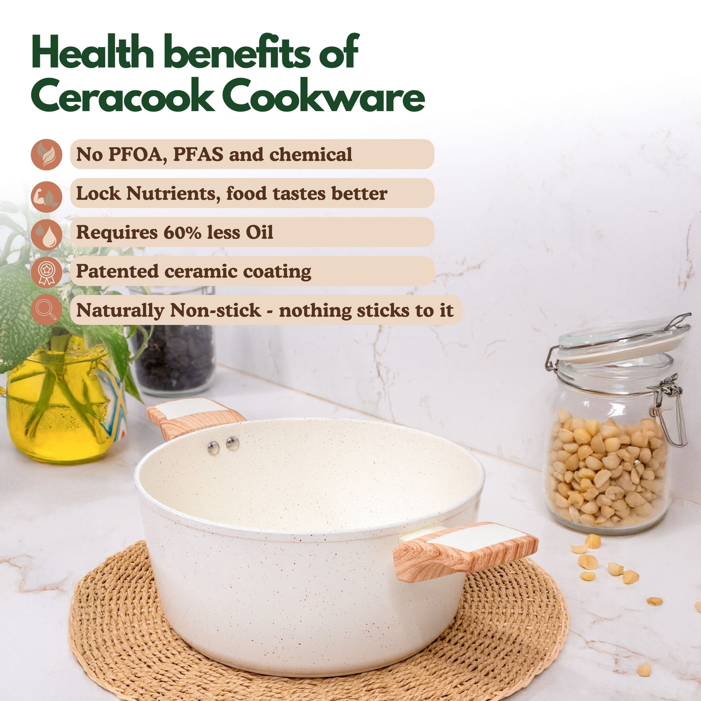Ceracook Granite Ceramic Casserole Cookware Set of 2pcs