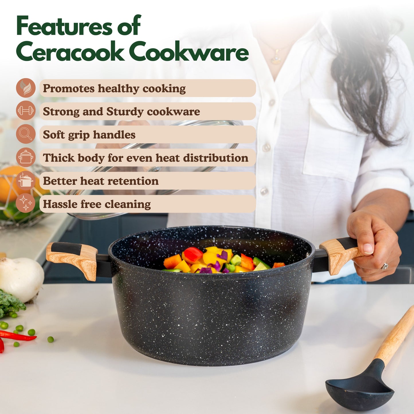 Ceracook Granite Ceramic Casserole Cookware Set of 2pcs