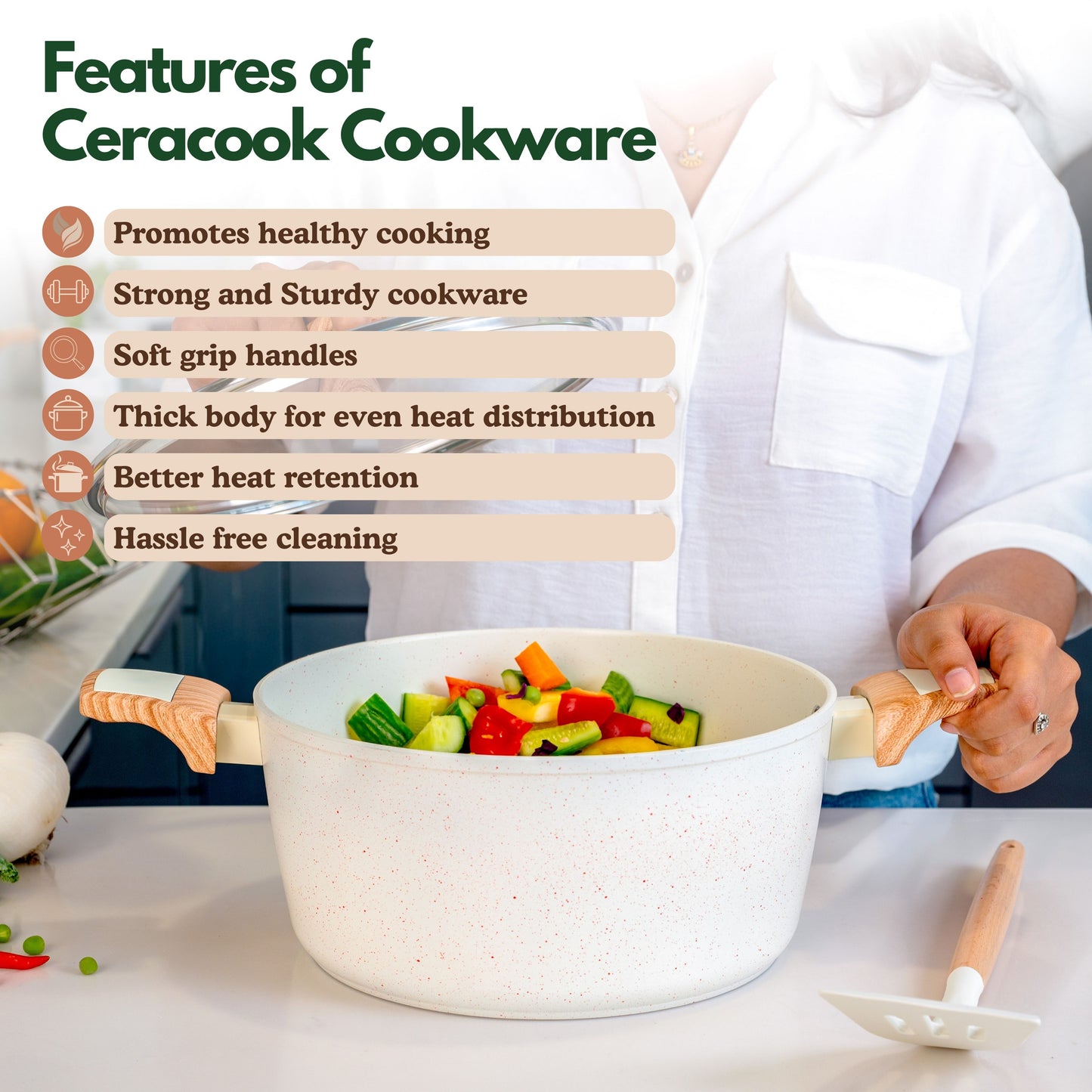 Ceracook Granite Ceramic Casserole Cookware Set of 2pcs