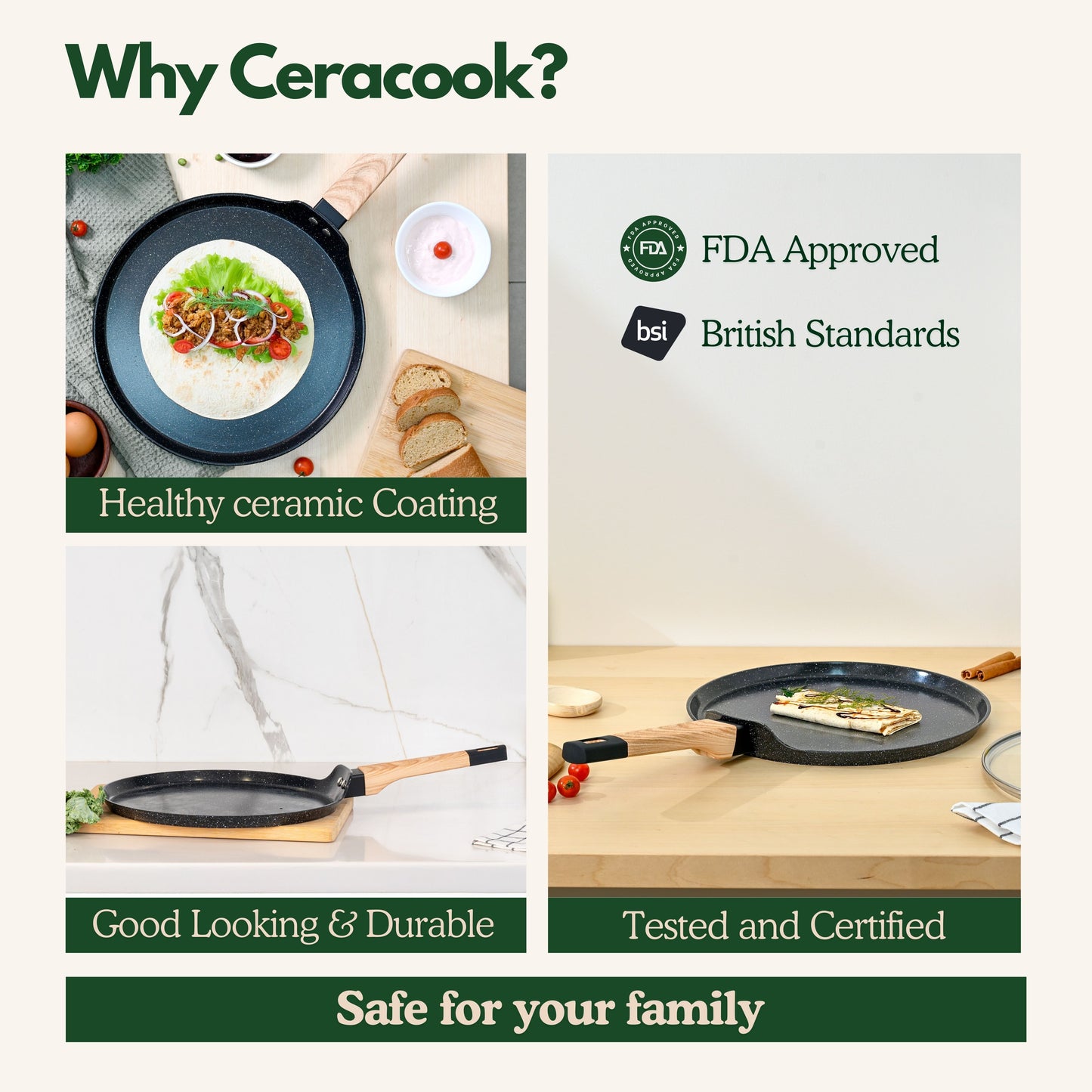 Ceracook Granite Ceramic Flat Tawa 28cm