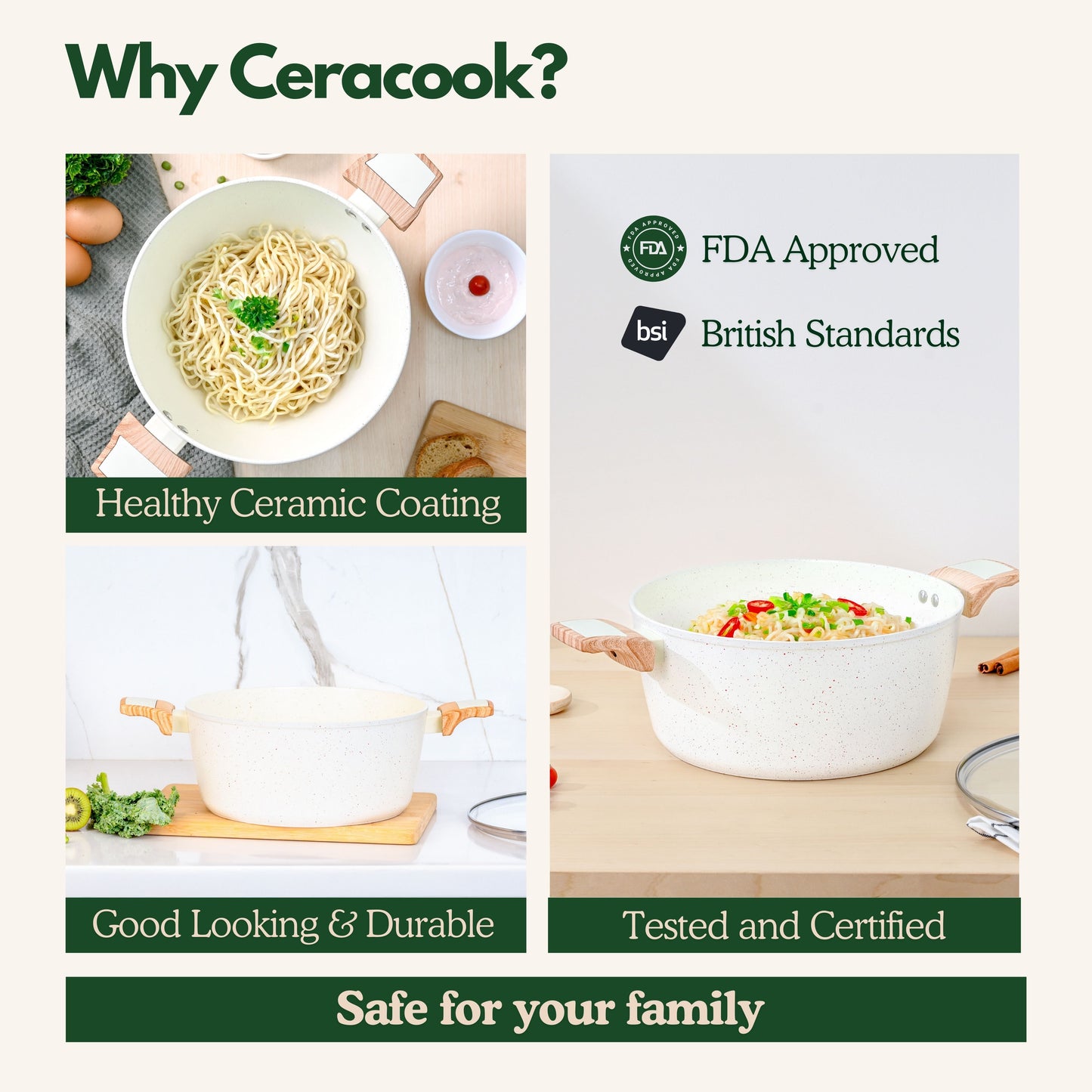 Ceracook Granite Ceramic Casserole Cookware Set of 2pcs