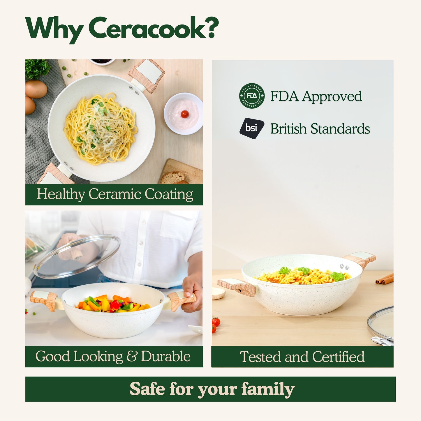 Ceracook Granite Ceramic Kadhai Cookware Set of 2pcs