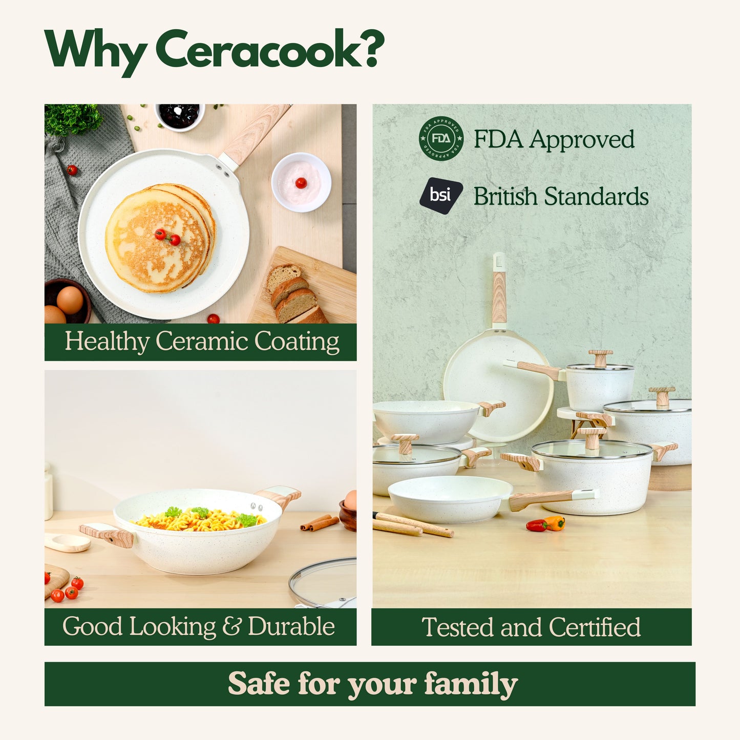 Ceracook Granite Ceramic Cookware Set of 7pcs