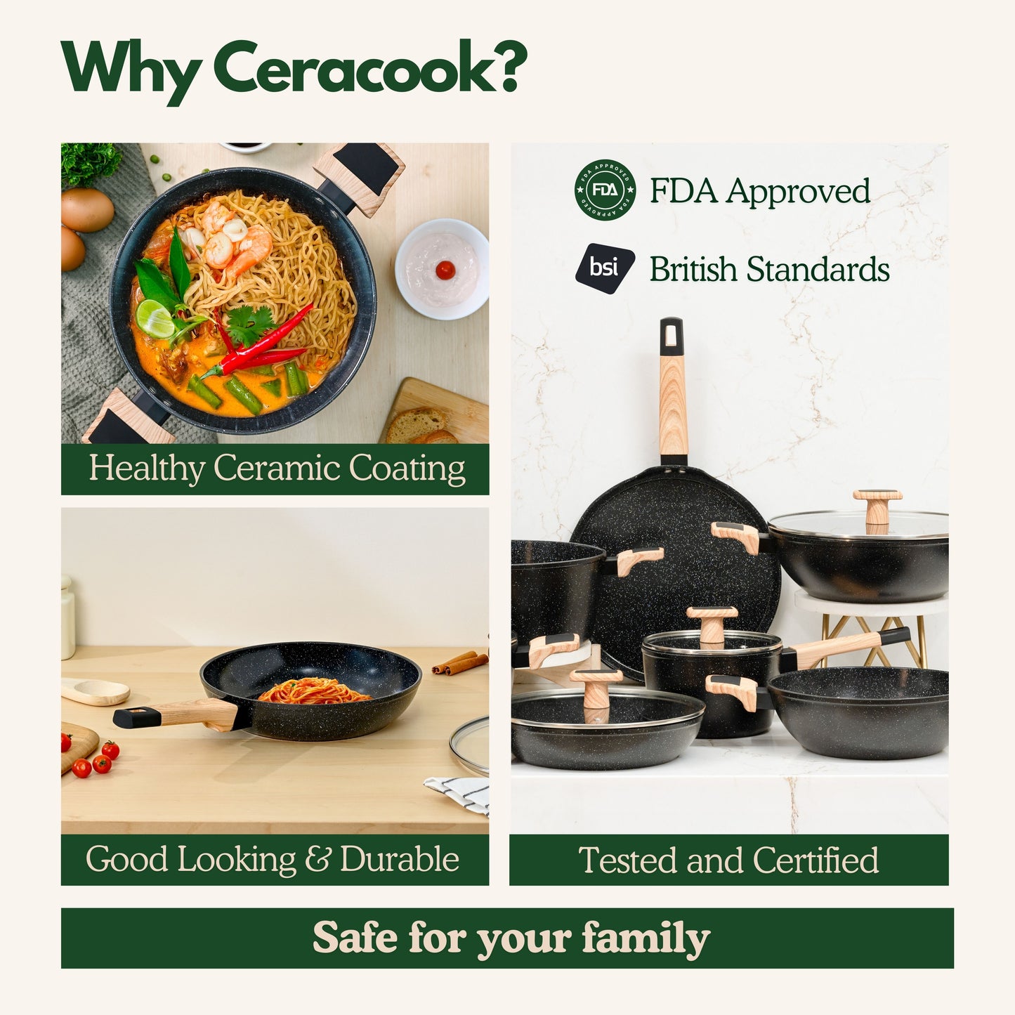 Ceracook Granite Ceramic Cookware Set of 7pcs