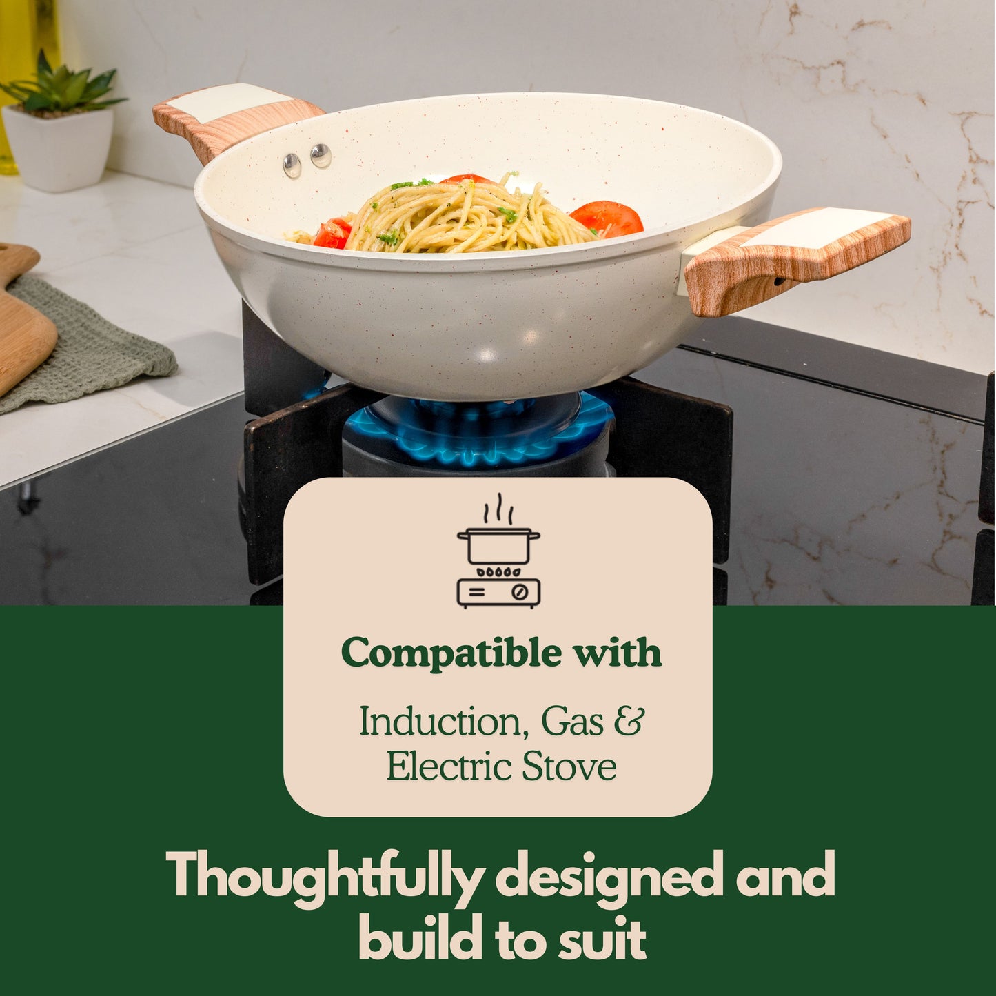 Ceracook Granite Ceramic Kadhai Cookware Set of 2pcs
