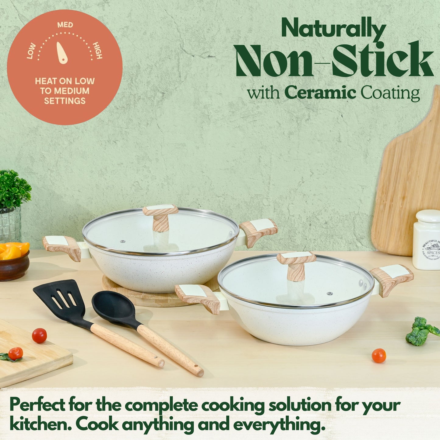 Ceracook Granite Ceramic Kadhai Cookware Set of 2pcs