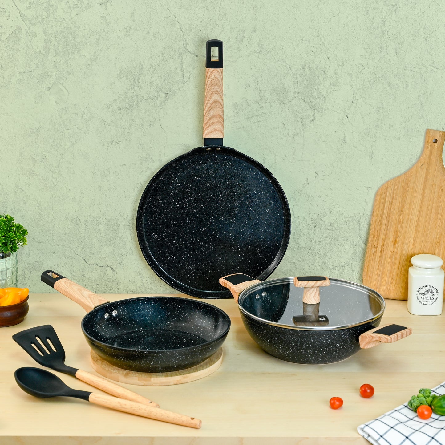 Ceracook Granite Ceramic Cookware Set of 3pcs