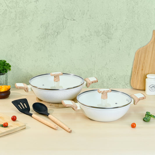 Ceracook Granite Ceramic Kadhai Cookware Set of 2pcs