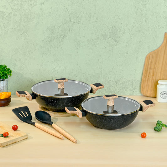 Ceracook Granite Ceramic Kadhai Cookware Set of 2pcs