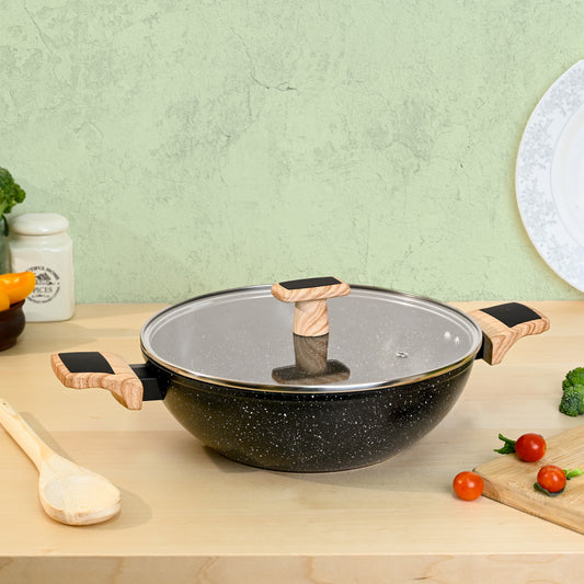Ceracook Granite Ceramic Kadhai 24cm with Glass Lid