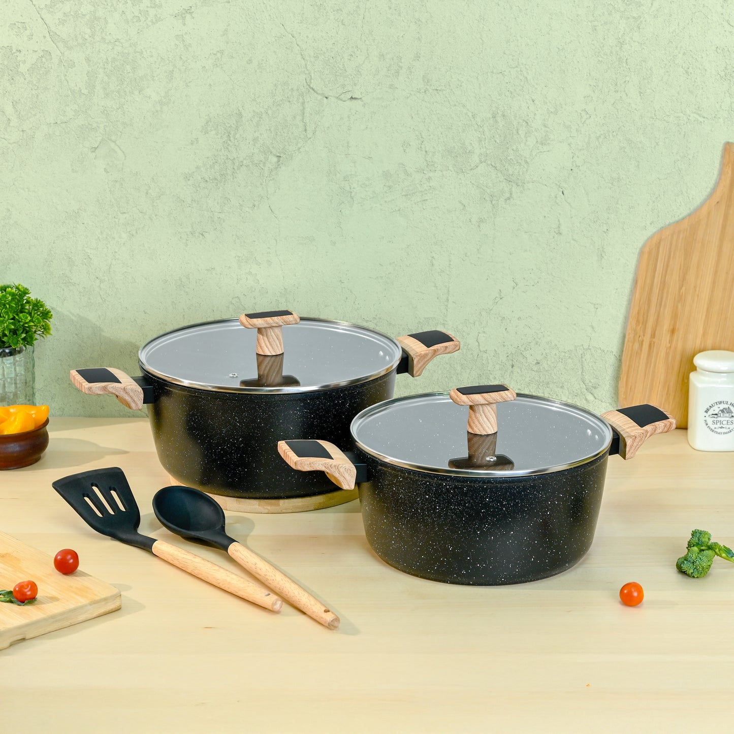 Ceracook Granite Ceramic Casserole Cookware Set of 2pcs