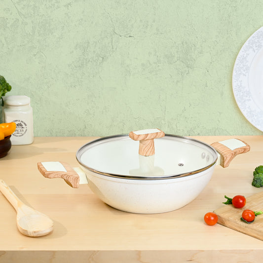Ceracook Granite Ceramic Kadhai 24cm with Glass Lid