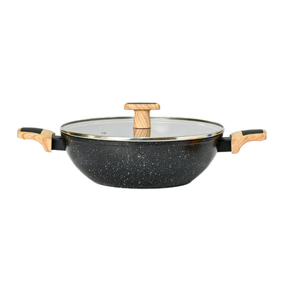 Ceracook Granite Ceramic Kadhai 26cm with Glass Lid