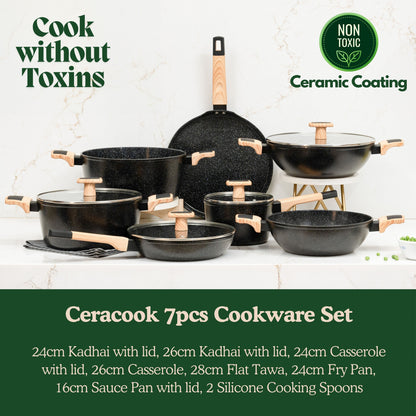 Ceracook Granite Ceramic Cookware Set of 7pcs