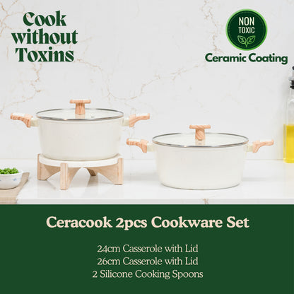 Ceracook Granite Ceramic Casserole Cookware Set of 2pcs