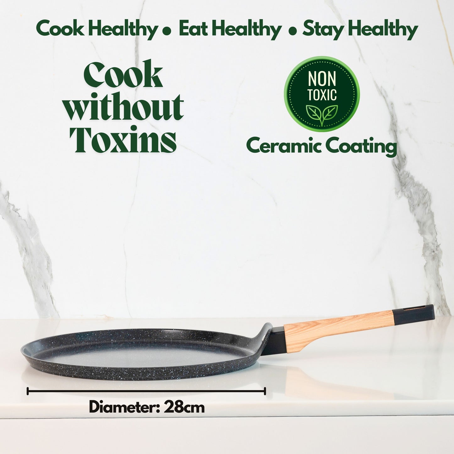 Ceracook Granite Ceramic Flat Tawa 28cm