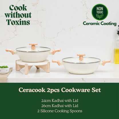 Ceracook Granite Ceramic Kadhai Cookware Set of 2pcs