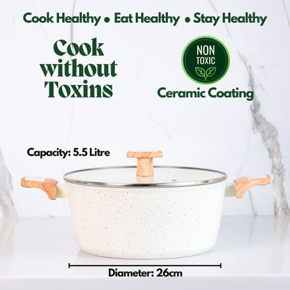 Ceracook Granite Ceramic Casserole 26cm with Glass Lid