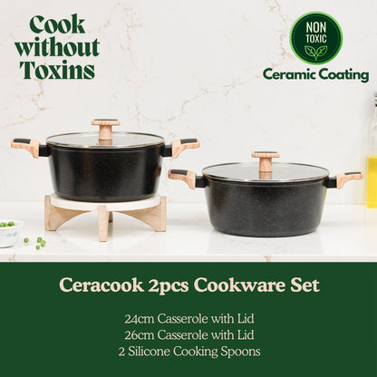 Ceracook Granite Ceramic Casserole Cookware Set of 2pcs