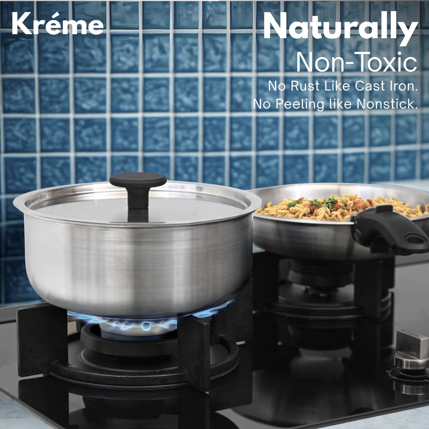 TriClad Cookware Set of 11pcs, Kadai 2.1L, Kadai 2.85L, Fry Pan 2 L, Sauce Pan 1.75 L, Casserole 3.3L, 2 Handle, 2 Lid, 2 Cooking Spoon