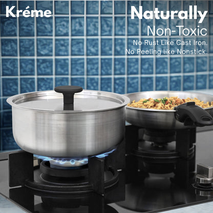 TriClad Cookware Set of 11pcs, Kadai 2.1L, Kadai 2.85L, Fry Pan 2 L, Sauce Pan 1.75 L, Casserole 3.3L, 2 Handle, 2 Lid, 2 Cooking Spoon