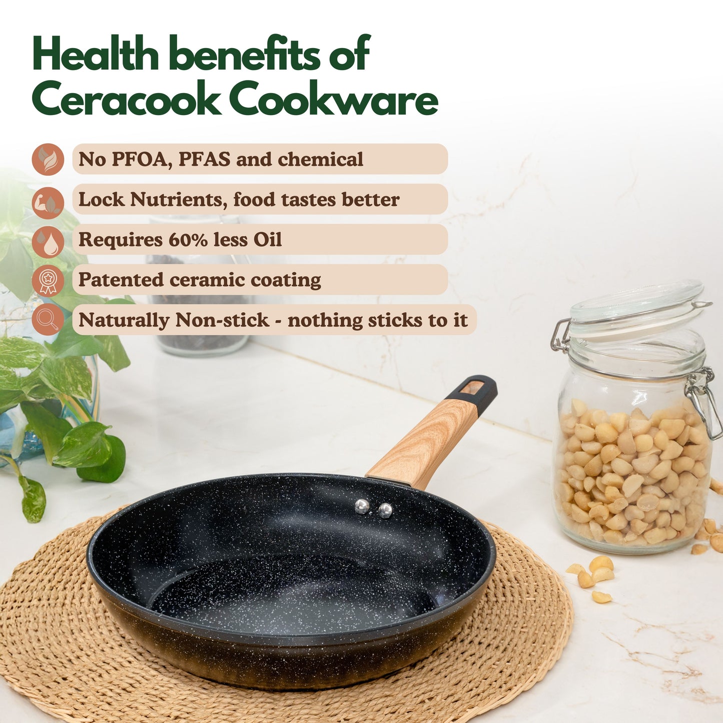 Ceracook Granite Ceramic Cookware Set of 3pcs