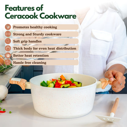Ceracook Granite Ceramic Casserole 24cm with Glass Lid