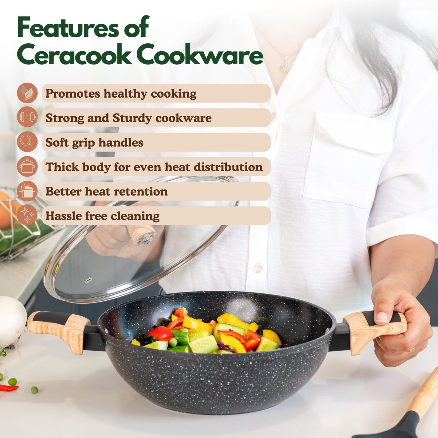 Ceracook Granite Ceramic Cookware Set of 3pcs