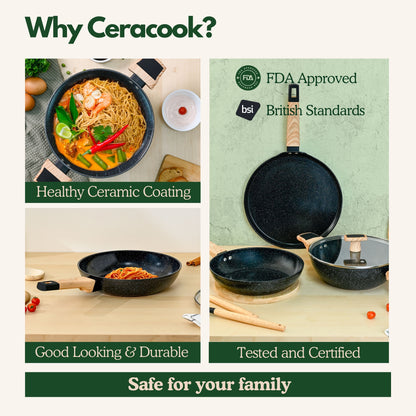 Ceracook Granite Ceramic Cookware Set of 3pcs