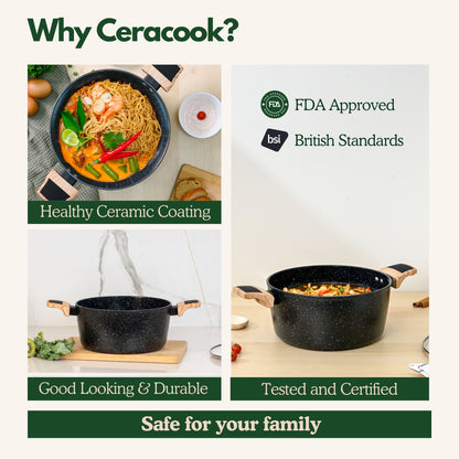 Ceracook Granite Ceramic Casserole Cookware Set of 2pcs