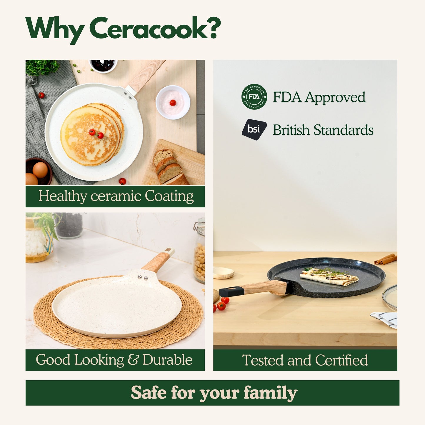 Ceracook Granite Ceramic Flat Tawa 28cm