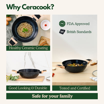 Ceracook Granite Ceramic Kadhai Cookware Set of 2pcs