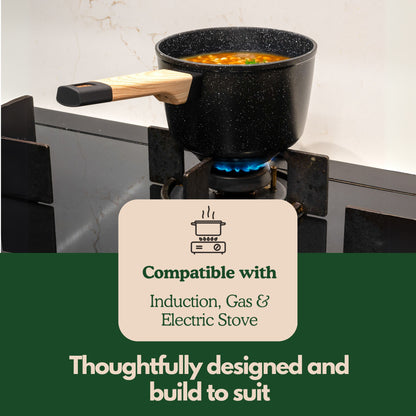 Ceracook Granite Ceramic Sauce Pan 16cm with Glass Lid