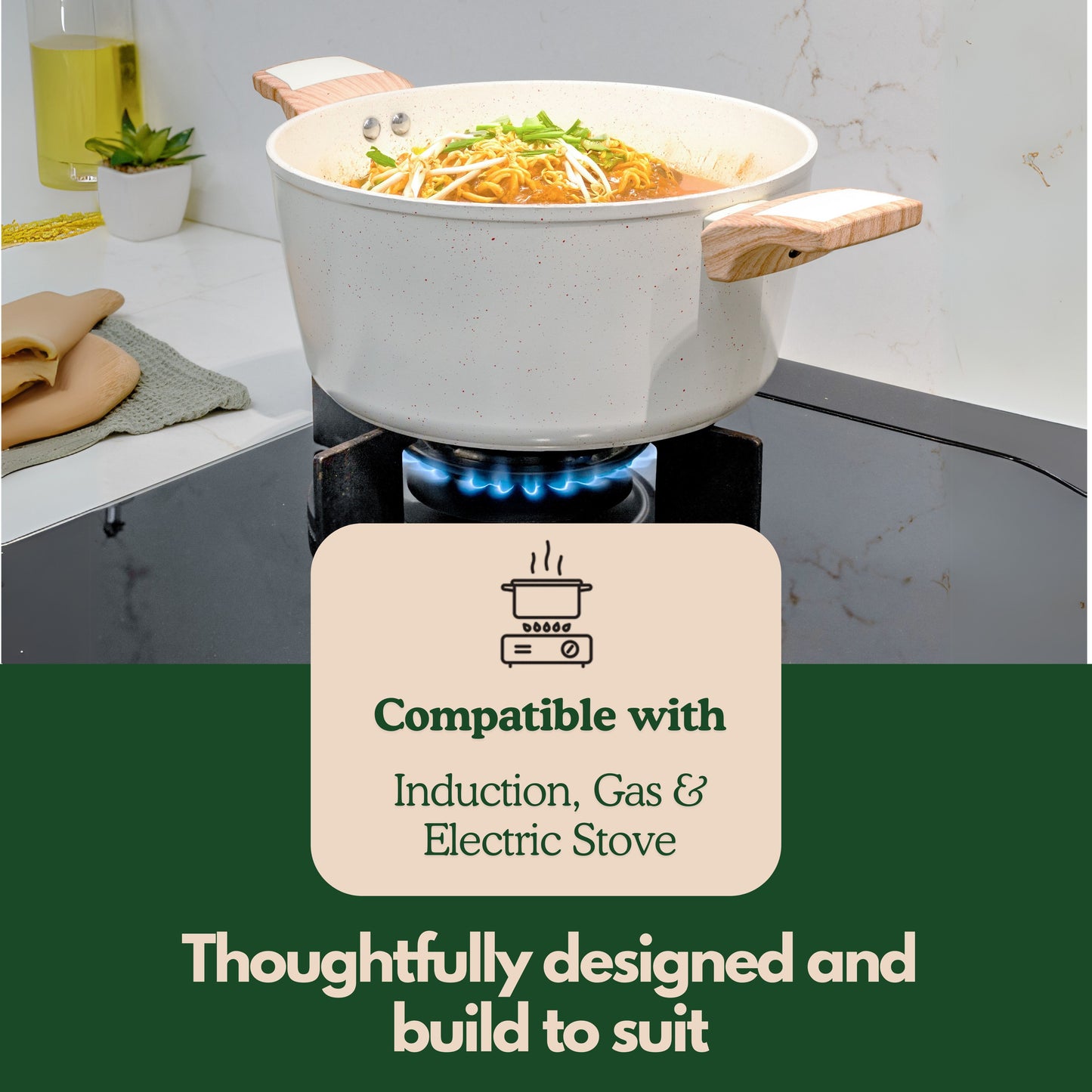 Ceracook Granite Ceramic Casserole Cookware Set of 2pcs