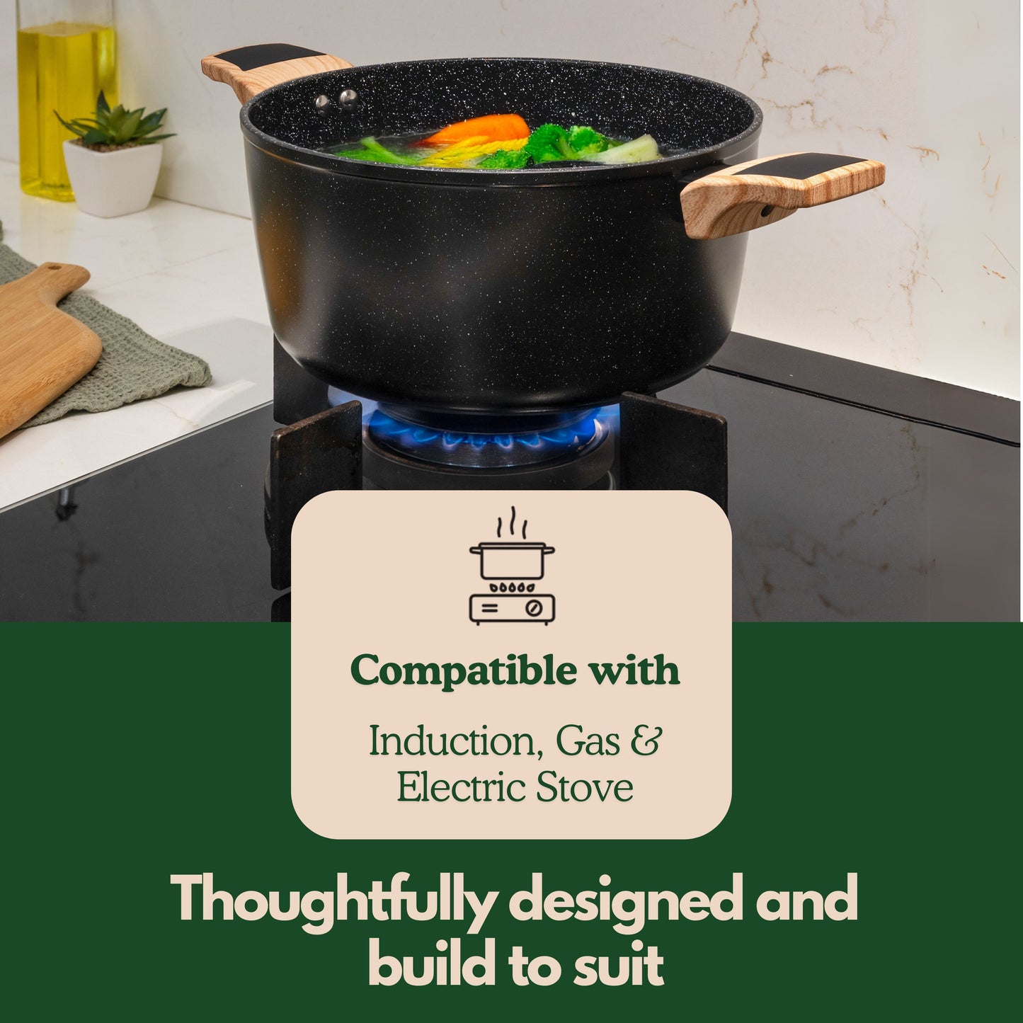 Ceracook Granite Ceramic Casserole Cookware Set of 2pcs
