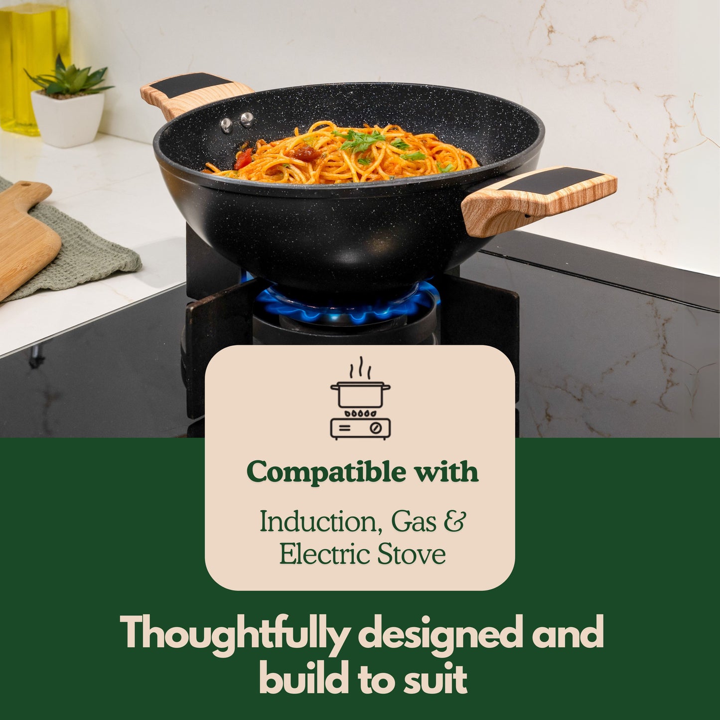 Ceracook Granite Ceramic Kadhai Cookware Set of 2pcs