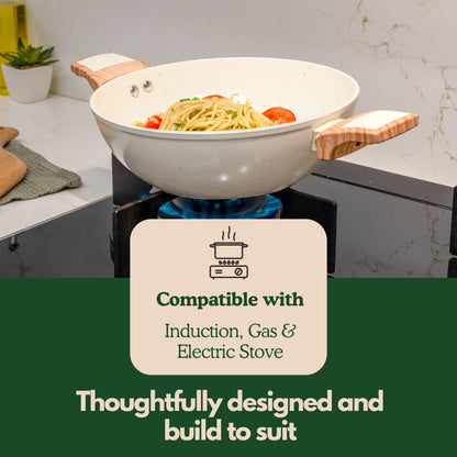 Ceracook Granite Ceramic Kadhai 24cm with Glass Lid