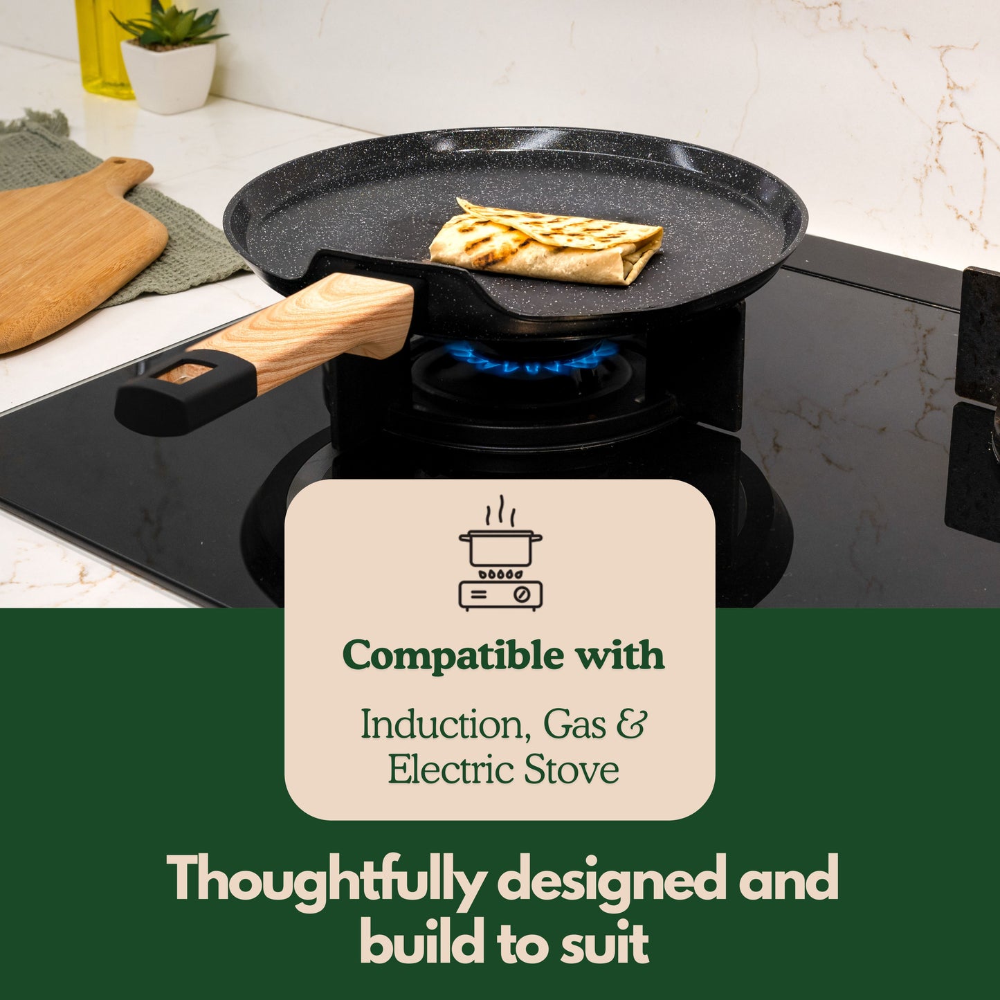 Ceracook Granite Ceramic Flat Tawa 28cm