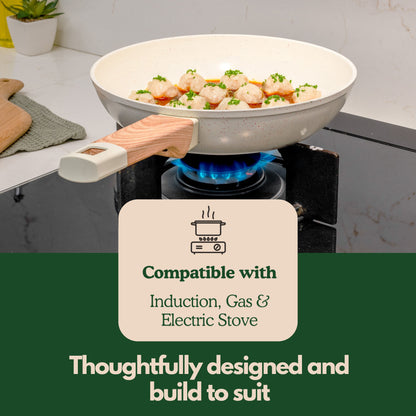 Ceracook Granite Ceramic Fry Pan 24cm with Glass Lid
