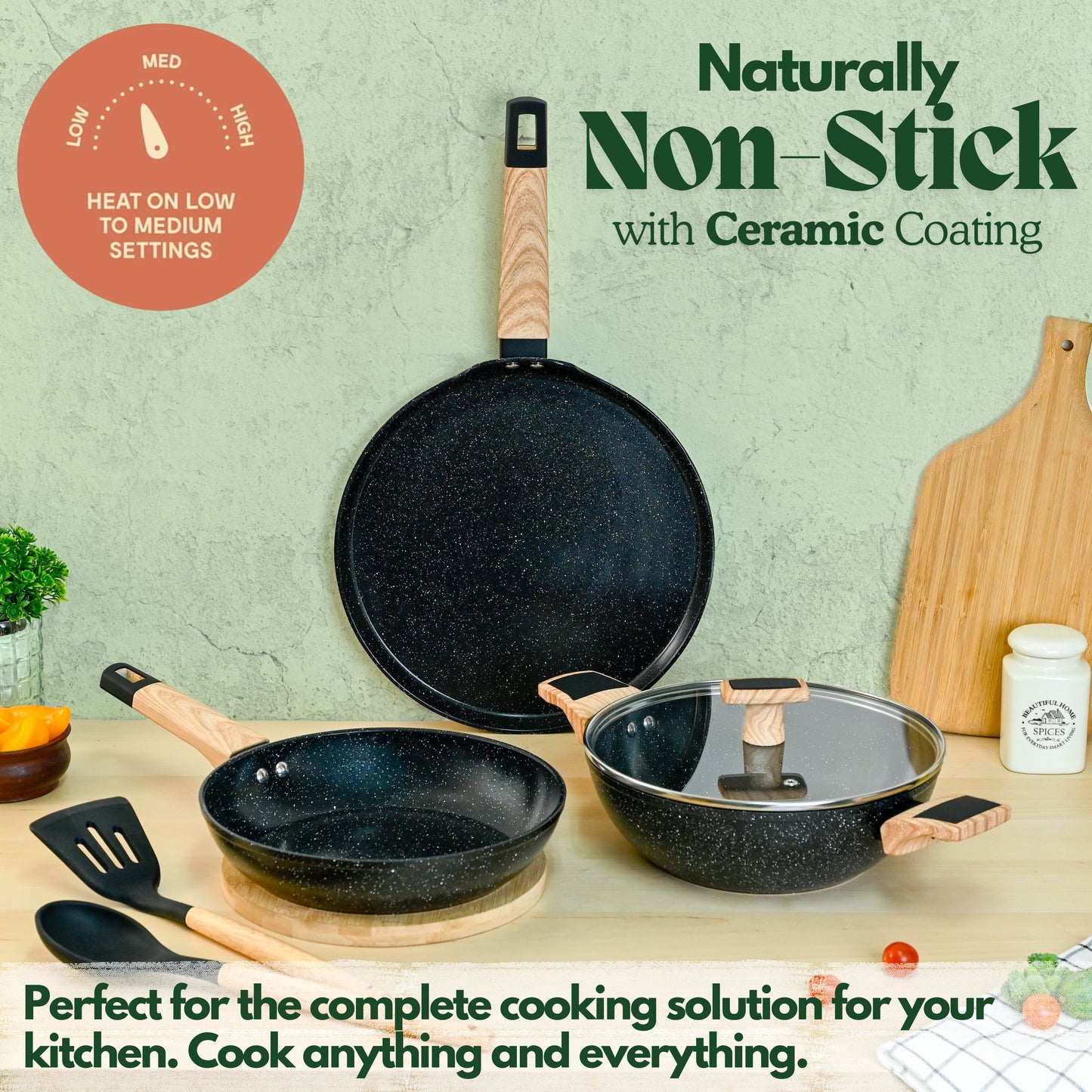 Ceracook Granite Ceramic Cookware Set of 3pcs