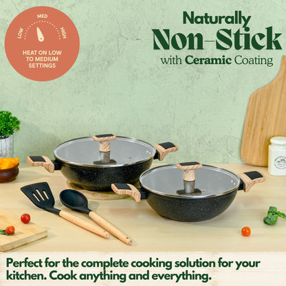 Ceracook Granite Ceramic Kadhai Cookware Set of 2pcs