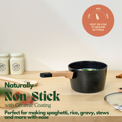 Ceracook Granite Ceramic Sauce Pan 16cm with Glass Lid