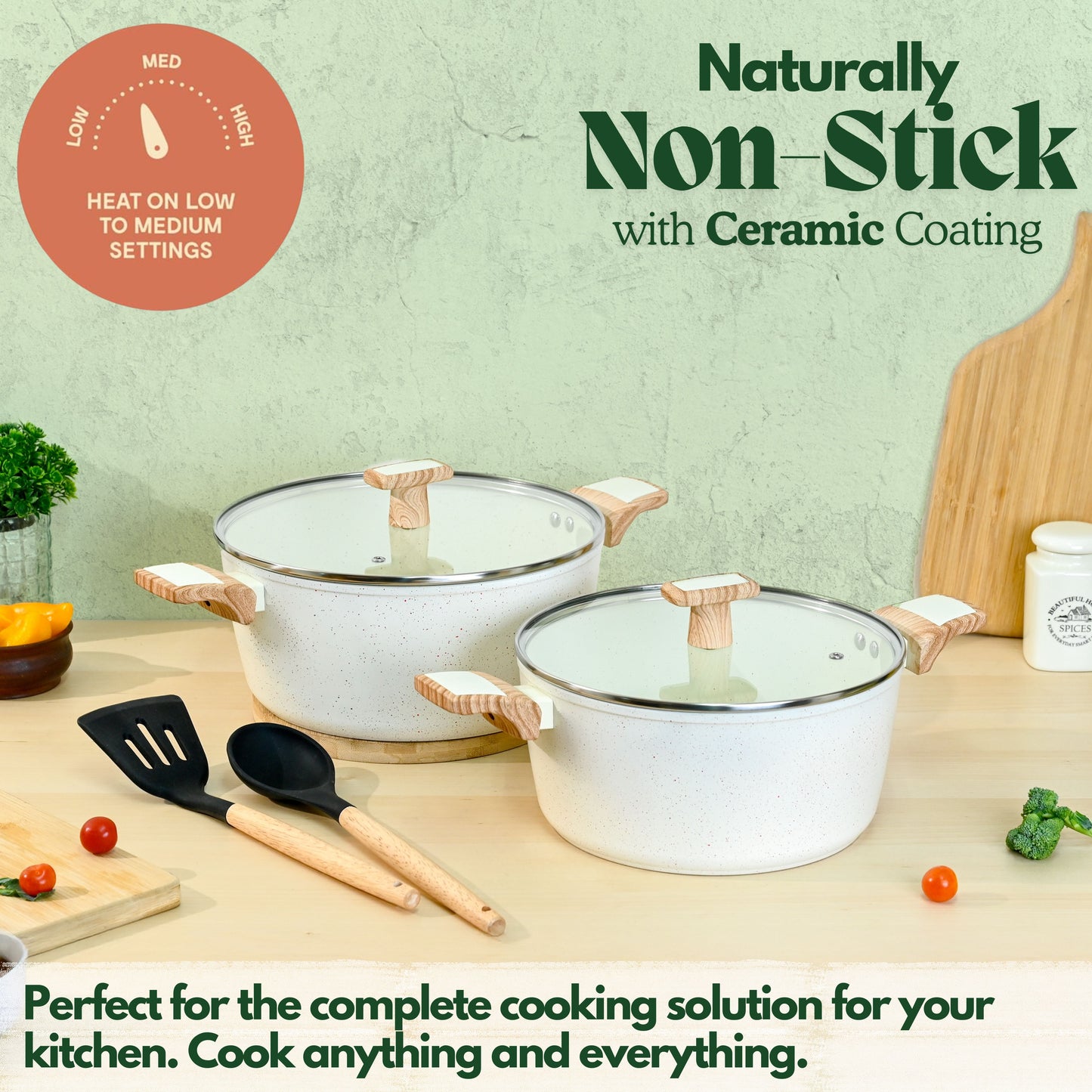 Ceracook Granite Ceramic Casserole Cookware Set of 2pcs