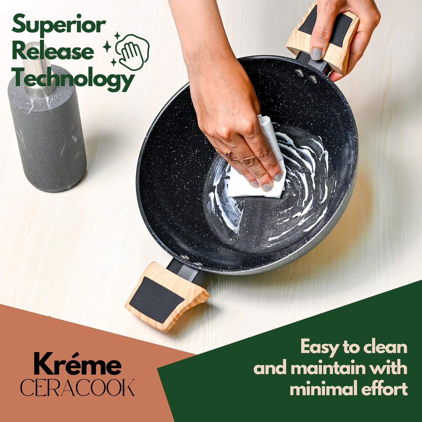 Ceracook Granite Ceramic Kadhai Cookware Set of 2pcs