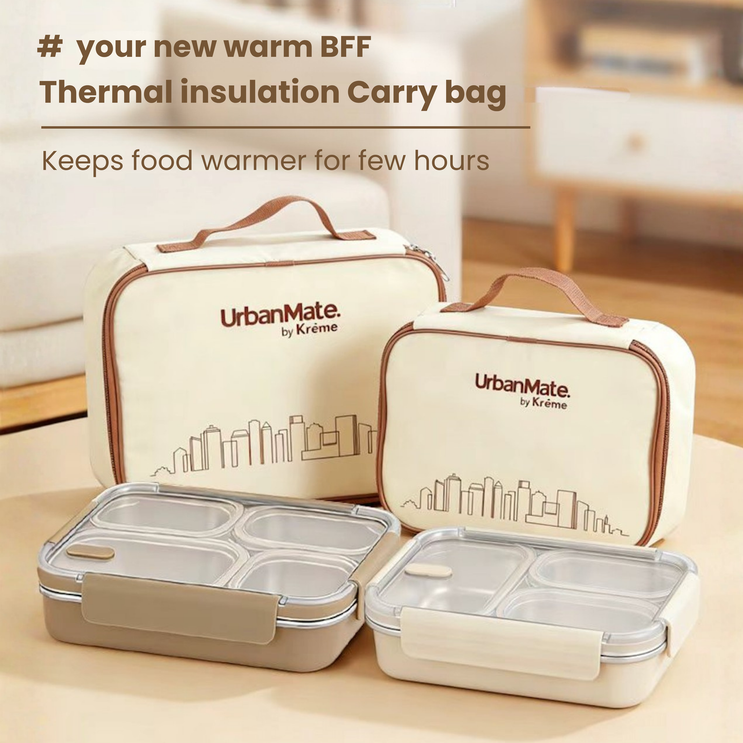 UrbanMate Lunch Box 2C Beige